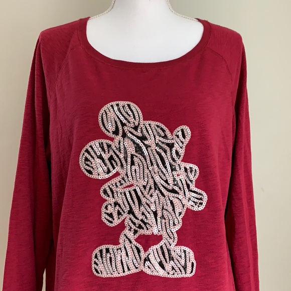 DISNEY PARKS Sequin Mickey Animal Print Zebra Crewneck Sweatshirt - Picture 1 of 11